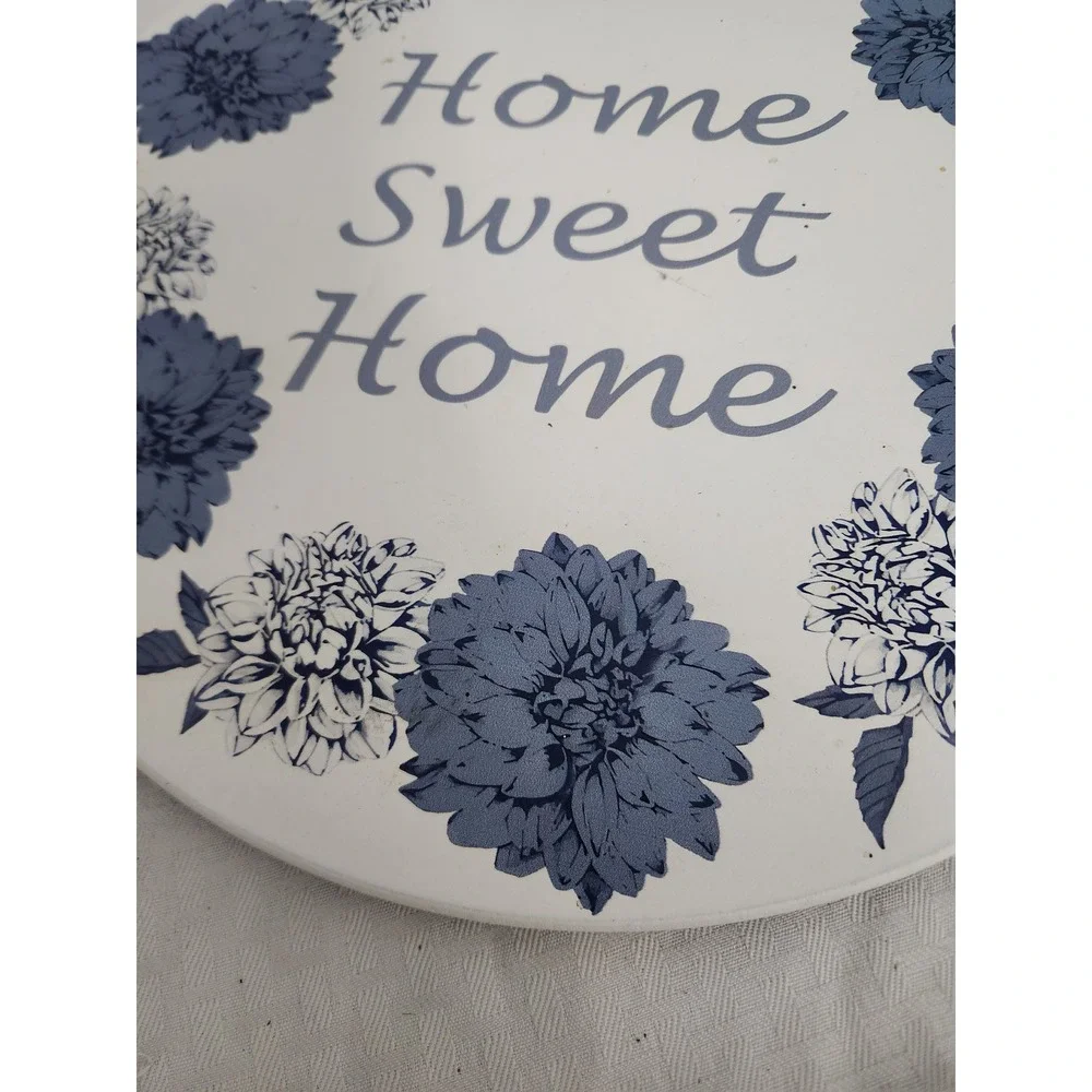 True Living Home Sweet Home Lazy Susan Blue Floral 12 Inch Rotating Turntable